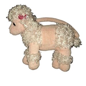 Kids Pink Poodle Dog Plush Purse Bag with Bow
